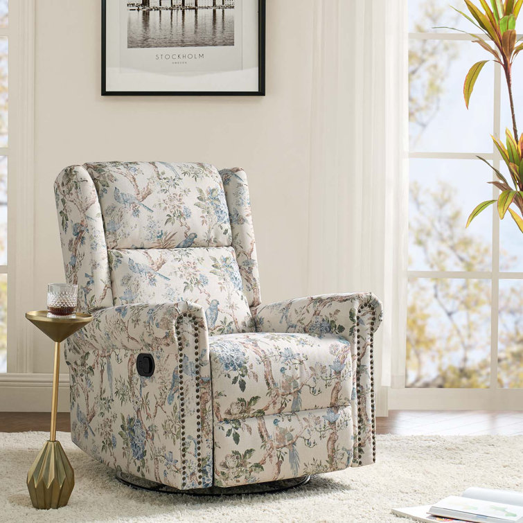 Lark Manor Alyissa Floral Print Manual Swivel Glider Rocking Recliner